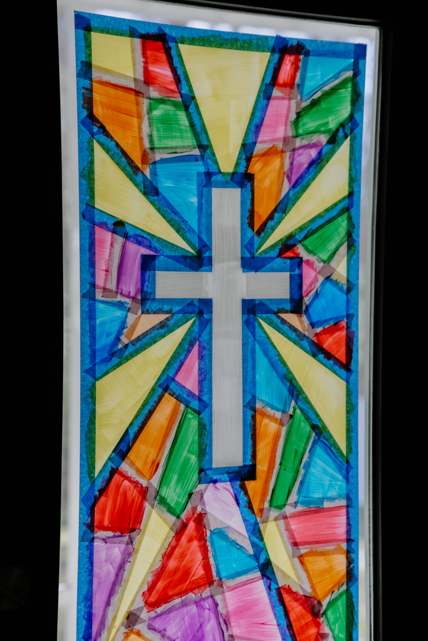 How to DIY a Faux Stained Glass Door for Easter - thefisher-house.com