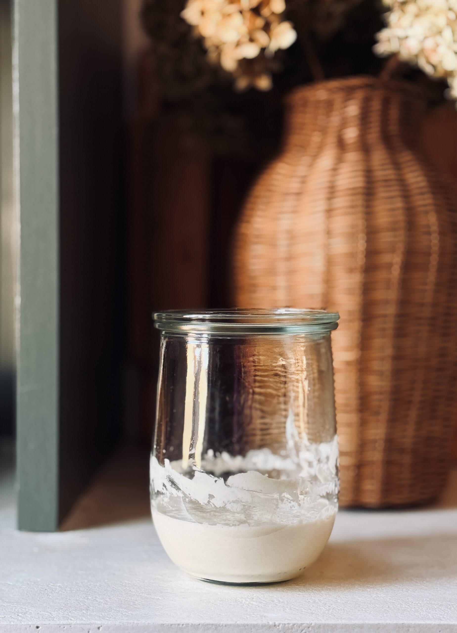 sourdough starter in weck jar, modern traditional kitchen and pantry design