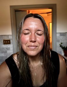 photo showing skin care routine with clean face